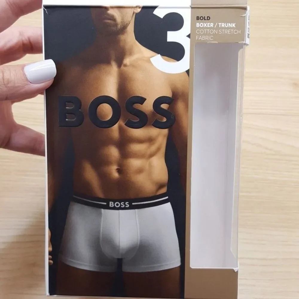 HUGO BOSS Boxer Briefs Mens Large Navy Blue Maroon Red 2-Pack BOLD Cotton